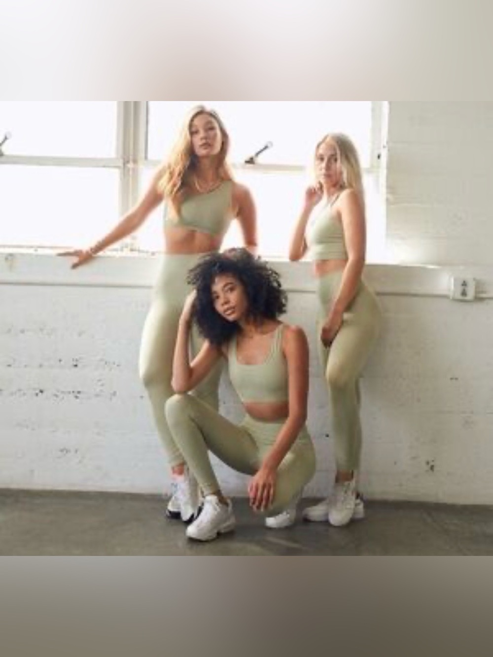 SET Active Matching Ribbed Activewear Set - M/L Sage Green